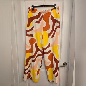 crown & ivy Women's Straight Leg Pants in Yellow, Brown, and Cream